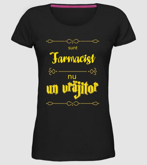 Sunt farmacist, nu un vrăjitor model negru pe tricou