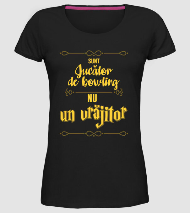 Sunt jucător de bowling, nu un magician model negru pe tricou