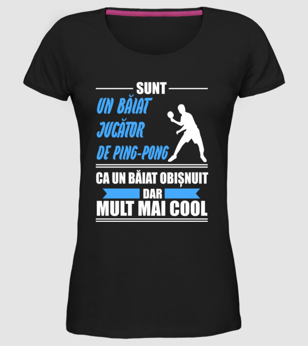 sunt un băiat jucător ping-pong, ca un băiat obișnuit, dar mult mai cool model negru pe tricou