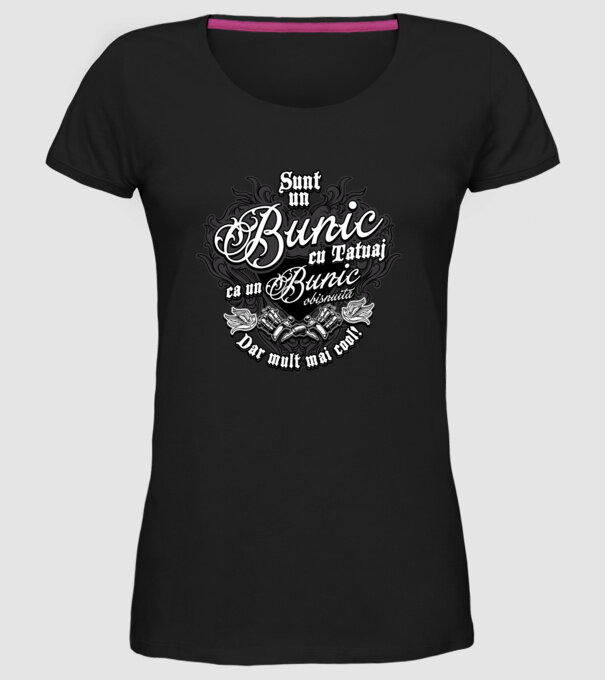 Sunt un bunic cu tatuaj, ca un bunic obișnuit, dar mult mai cool! model negru pe tricou