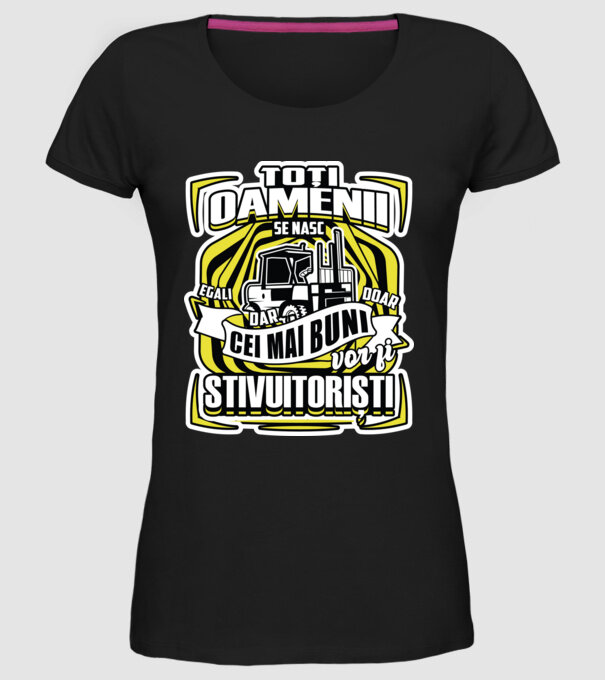 Toți oamenii stivuitoriști model negru pe tricou