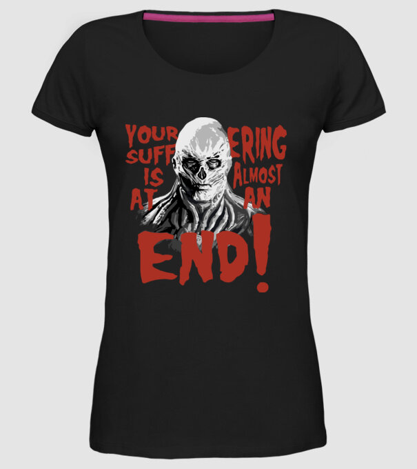 vecna your suffering is almost at an end model negru pe tricou