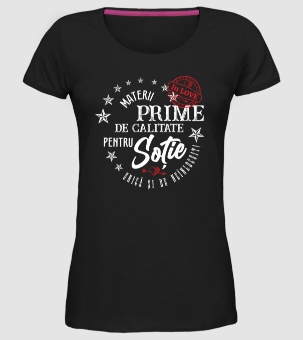 00_Materii prime de calitate pentru soție model negru pe tricou