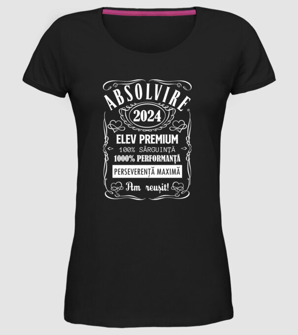 Absolvire Premium model negru pe tricou