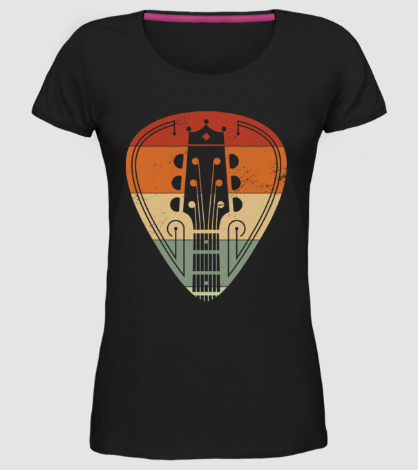 acoustic guitarist model negru pe tricou
