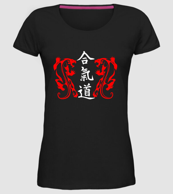 Aikido 2 model negru pe tricou