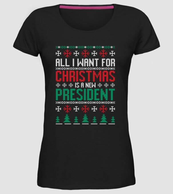 All I want for christmas model negru pe tricou