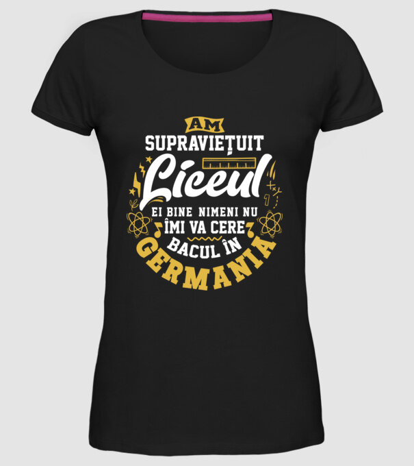 Am supraviețuit liceul model negru pe tricou