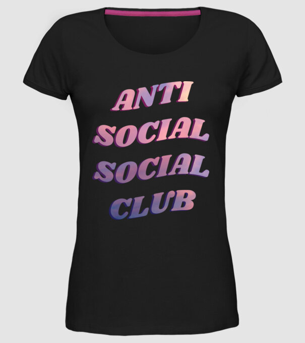 Anti social social club pink model negru pe tricou