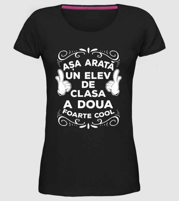 Așa arată un elev de clasa a doua foarte cool model negru pe tricou