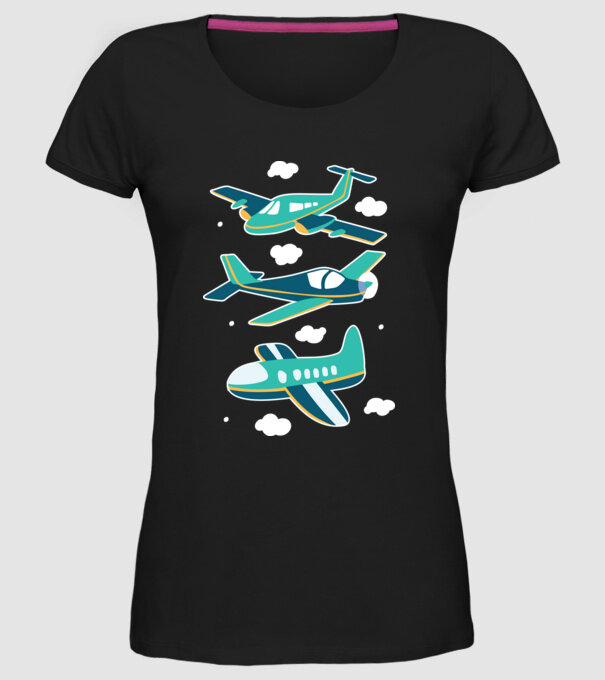 Avioane model negru pe tricou