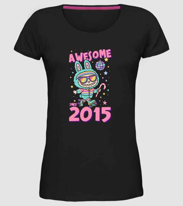 Awesome since 2015 - Labubu model negru pe tricou