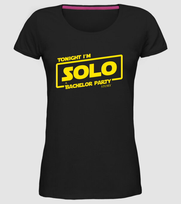 Bachelor Party Solo model negru pe tricou