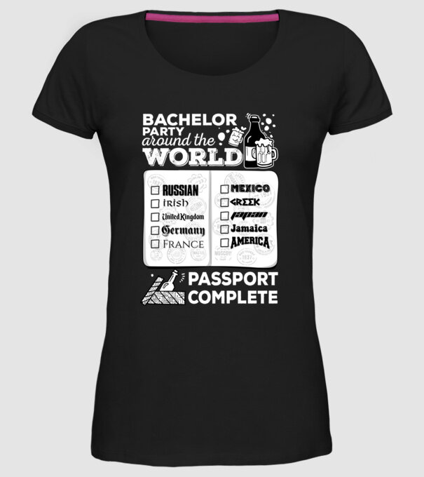 Bachelor Party World tour model negru pe tricou
