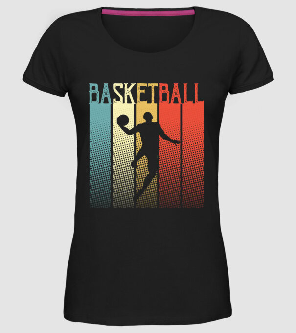 basketball vintage model negru pe tricou