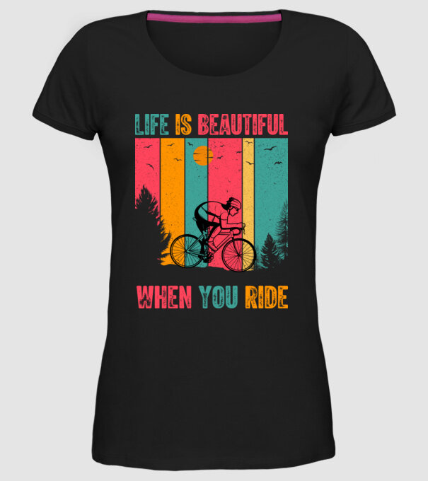 Beautiful ride model negru pe tricou