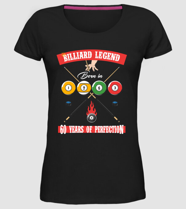 Billiard legend born in 1963 model negru pe tricou