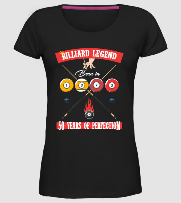 Billiard legend born in 1973 model negru pe tricou