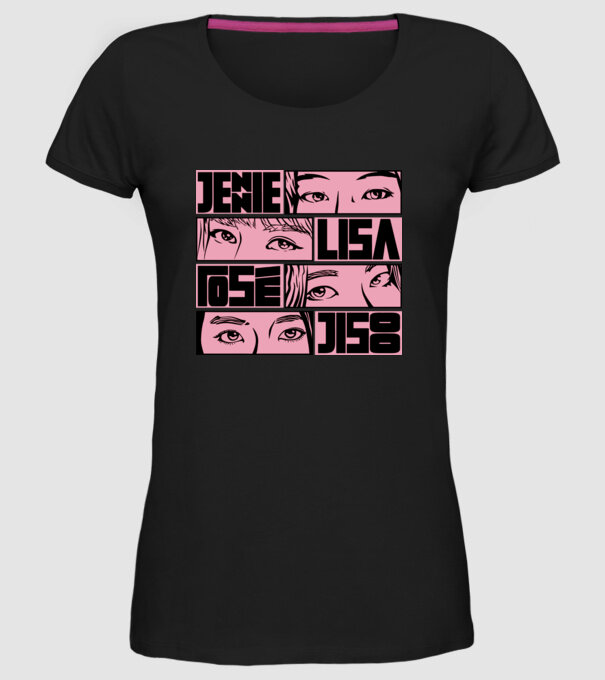 BlackPink manga model negru pe tricou