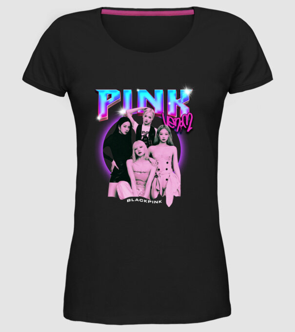 BLACKPINK pink venom model negru pe tricou