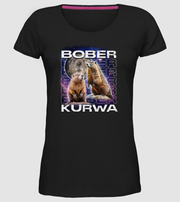 Bóber Kurwa universe model negru pe tricou
