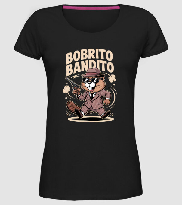 Bobrito Bandito model negru pe tricou