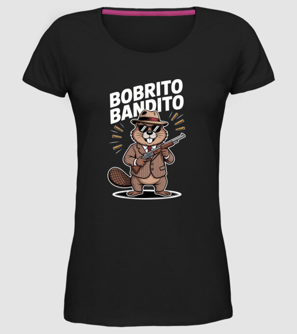 Bobrito Bandito model negru pe tricou