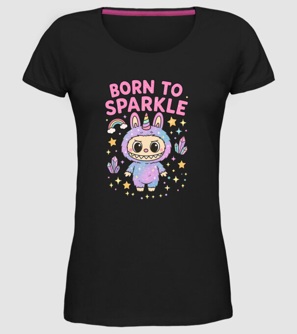 Born to sparkle model negru pe tricou