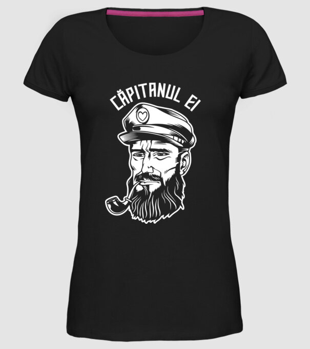 Căpitanul ei model negru pe tricou