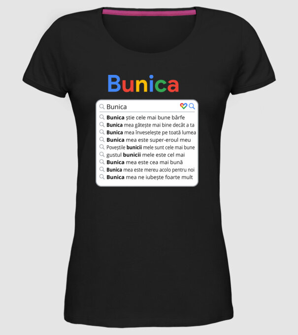 căutare Google Bunica model negru pe tricou