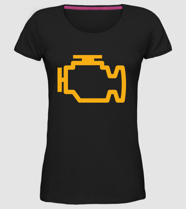 check engine model negru pe tricou
