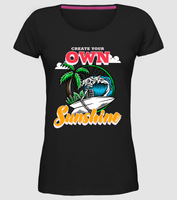 Create your own sunshine surfer skeleton model negru pe tricou