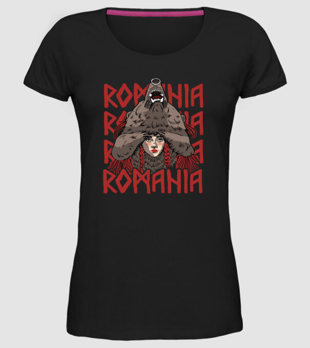 Dansul Ursului romania model negru pe tricou