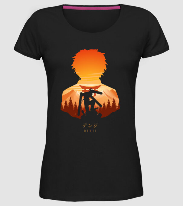 Denji model negru pe tricou