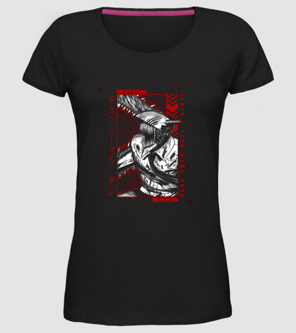 Denji Chainsaw man model negru pe tricou