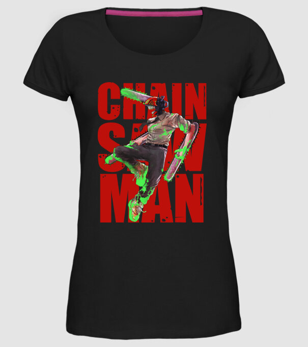 Denji chainsaw man concept model negru pe tricou
