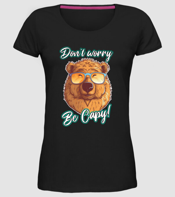 Don't worry be Capy model negru pe tricou