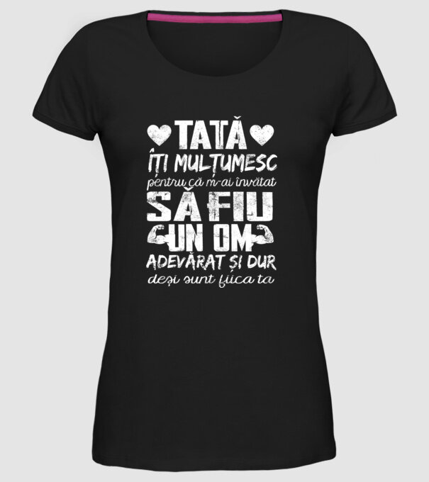 fiică crescută ca fiu Negru model negru pe tricou