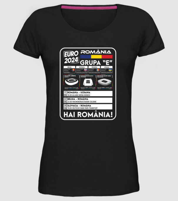 Fotbal Calendar Euro 2024 model negru pe tricou