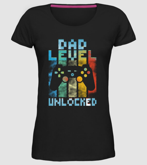 Gamer Dad level unlocked model negru pe tricou