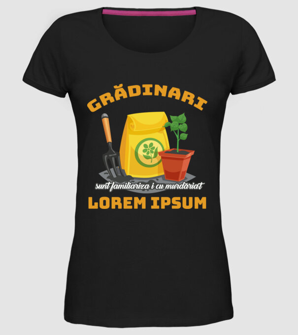 Grădinari model negru pe tricou