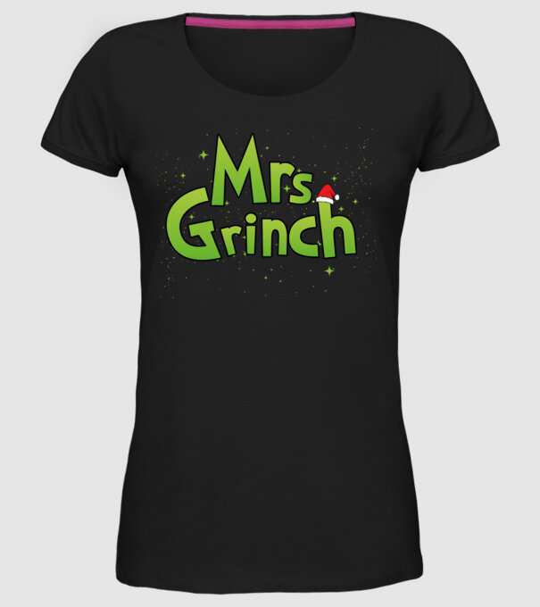 Grinch Family Mrs Grinch model negru pe tricou