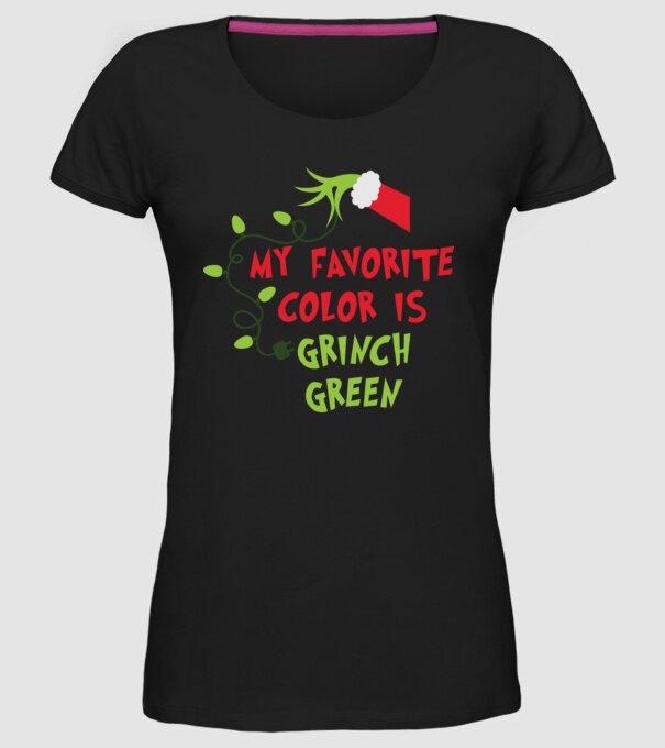 Grinch Green model negru pe tricou