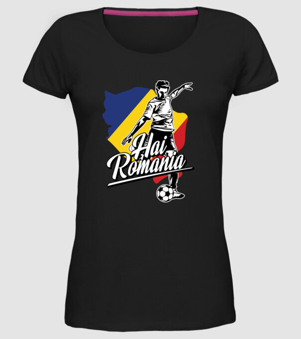 Hai romania fotbal model negru pe tricou