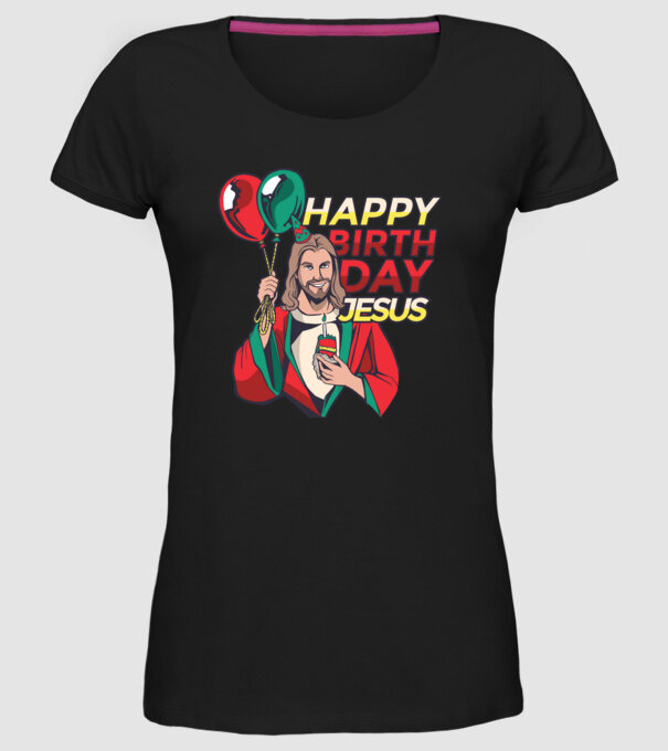 Happy Birtday Jesus! model negru pe tricou