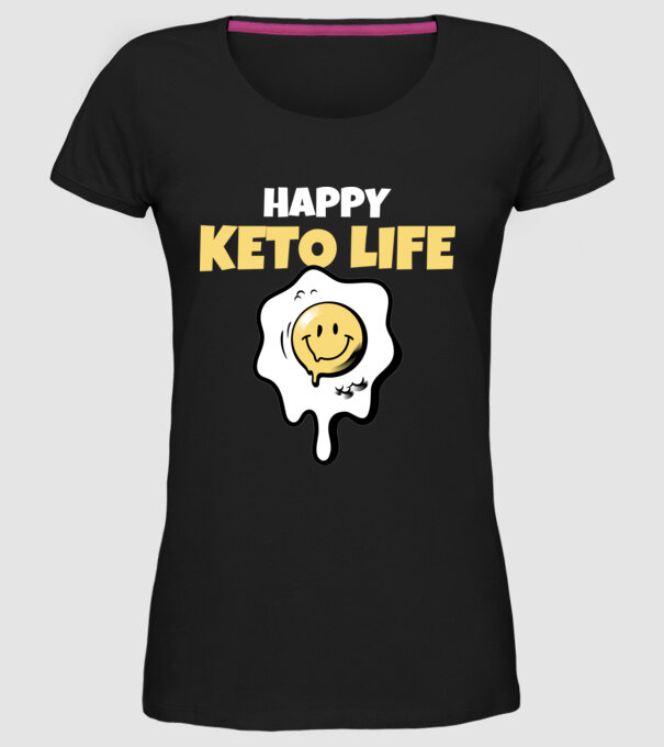 HAPPY KETO LIFE model negru pe tricou