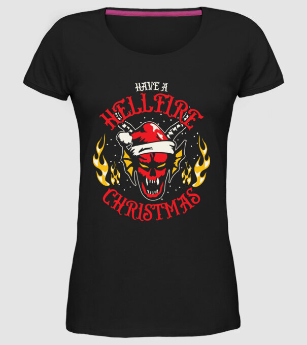 Hellfire Christmas model negru pe tricou