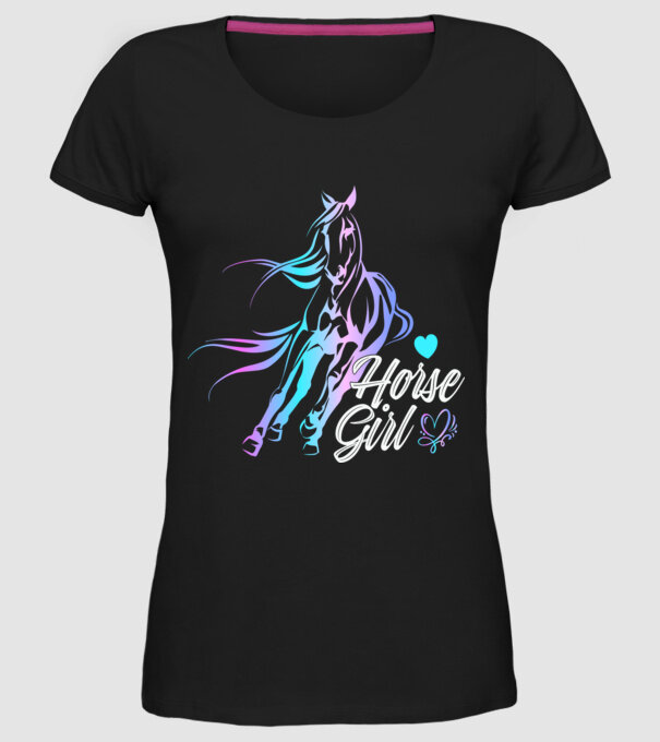 Horse girl 2 model negru pe tricou