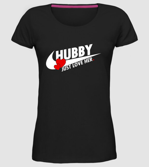Hubby Just love her alb model negru pe tricou