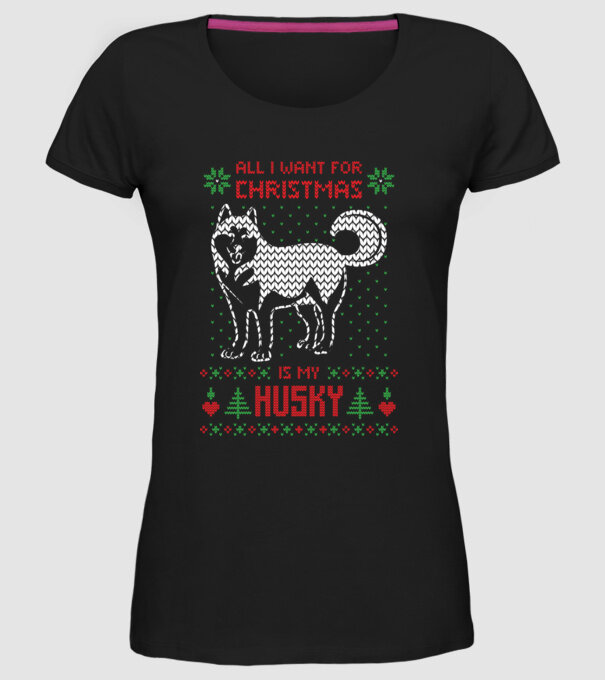 Husky model negru pe tricou